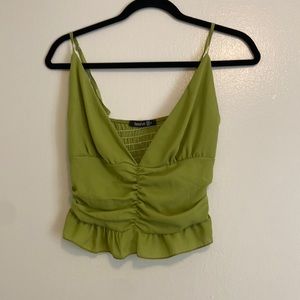 lime green boohoo crop tank. super flattering.